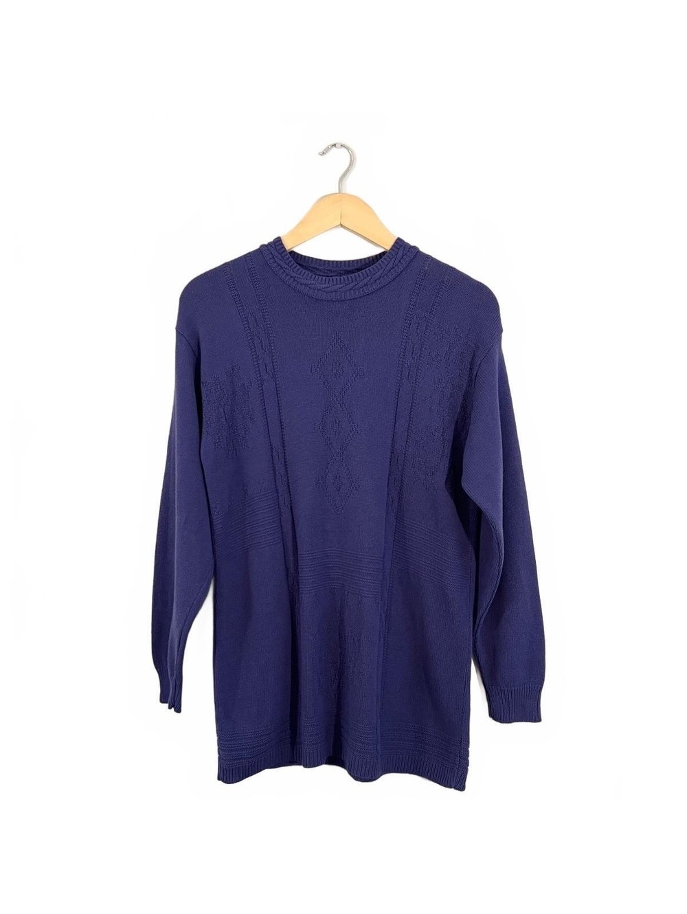 Vintage 90’s Purple Textured Floral Diamond Knit Sweater Retro Grandma